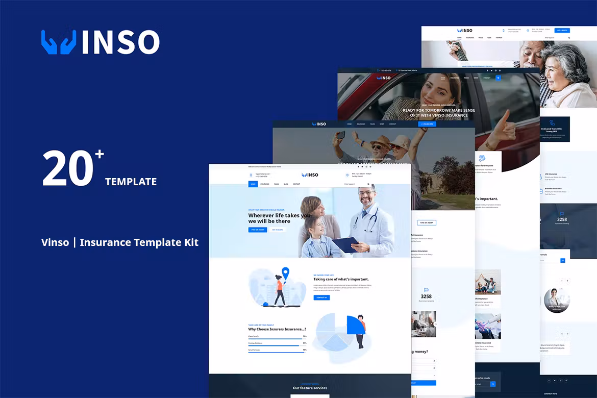 Insurance Elementor Template Kit - Vinso