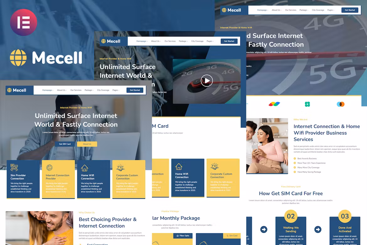 Internet Connection & Home Wifi Business Services Elementor Template Kit - Mecell