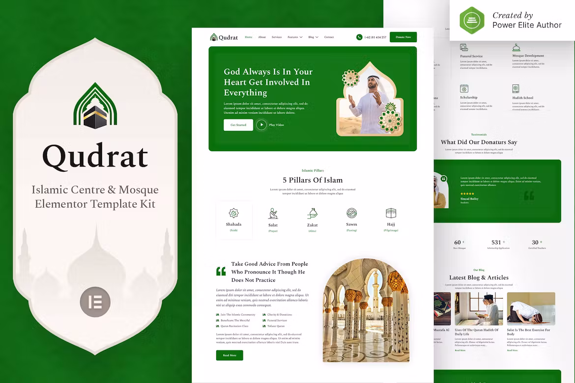 Islamic Center & Mosque Elementor Template Kit - Qudrat