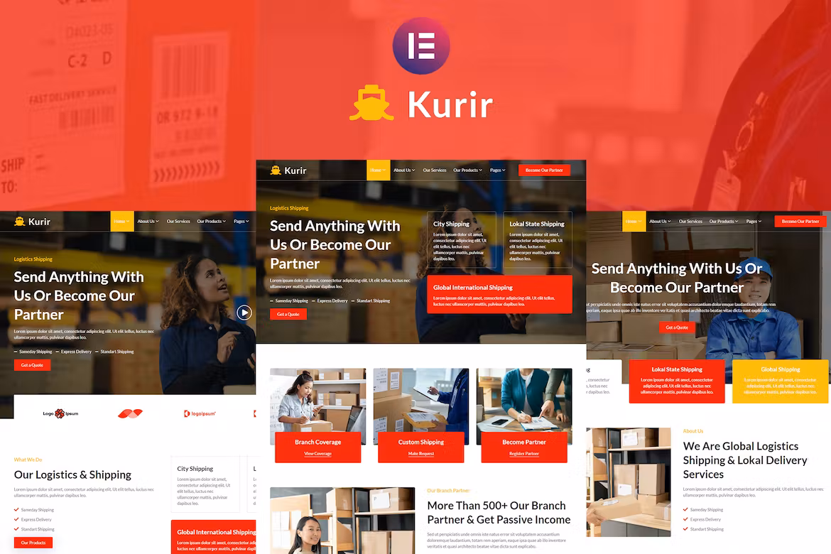 Kurir - Logistics Cargo Shipping Elementor Template Kit