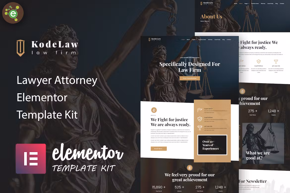 Lawyer Attorney Elementor Template Kit - Kodelaw
