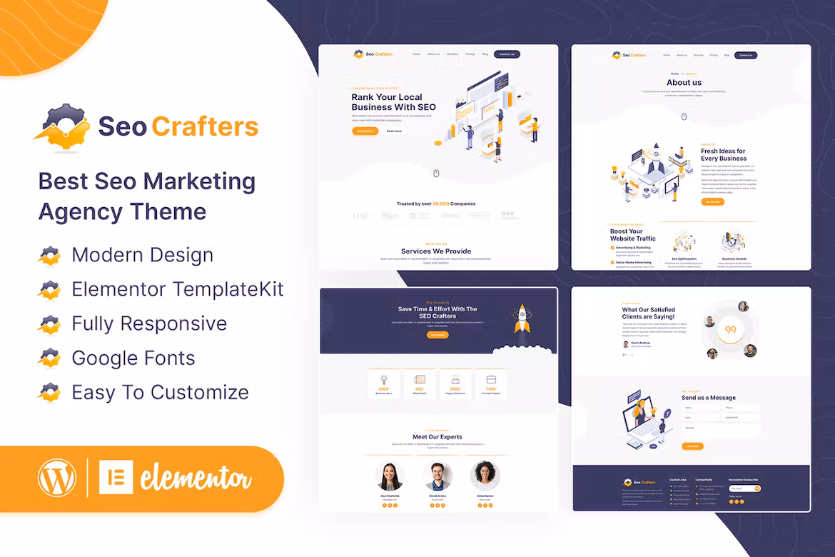 Marketing Agency Elementor Template Kit - SEOCrafters