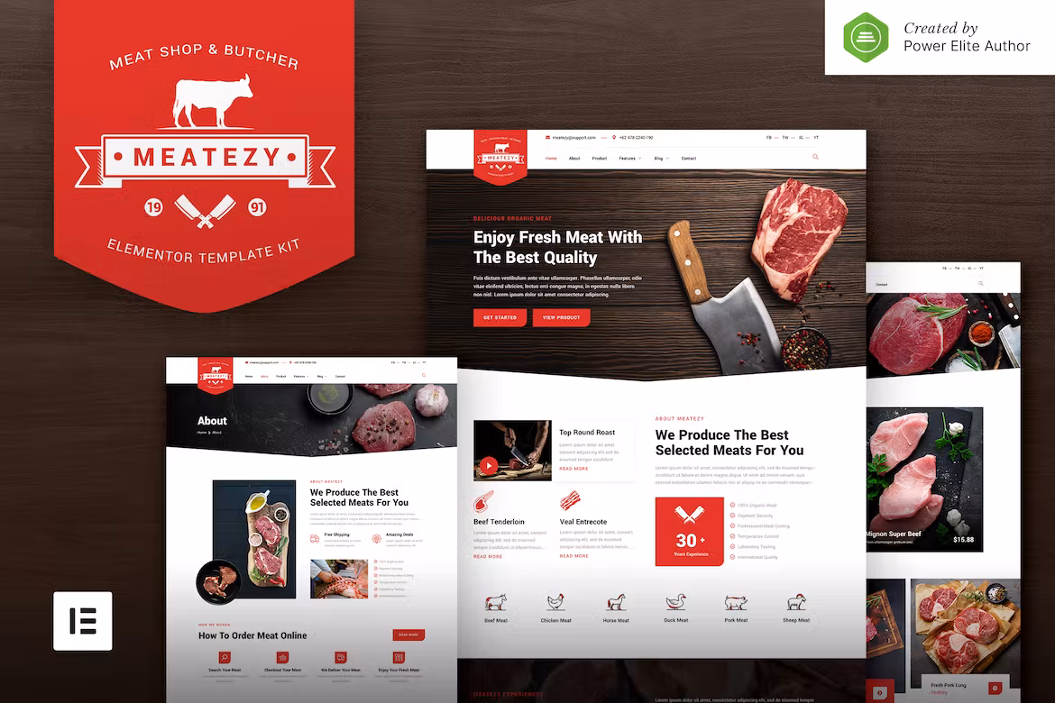 Meatezy – Meat Shop & Butcher Elementor Template Kit