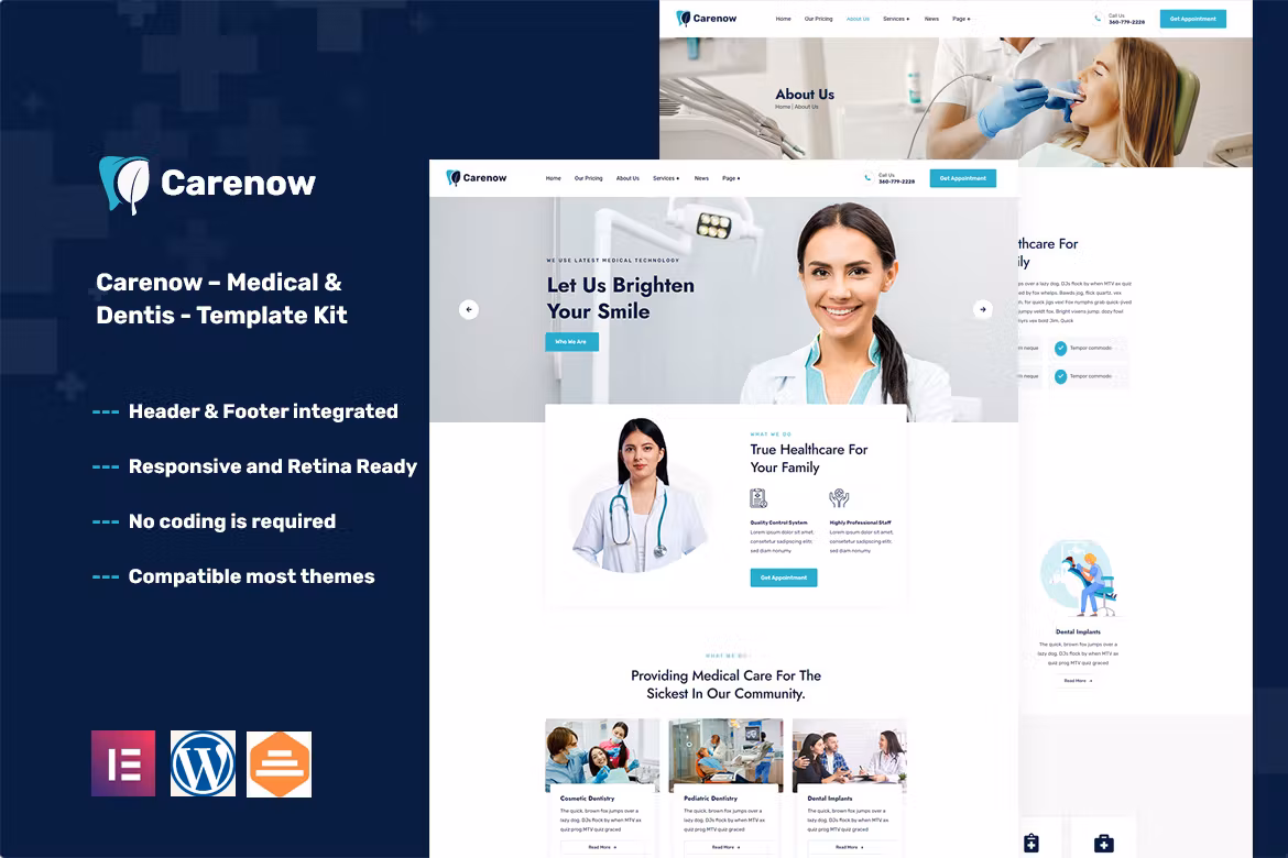 Medical & Dentist Elementor Template Kit - Carenow