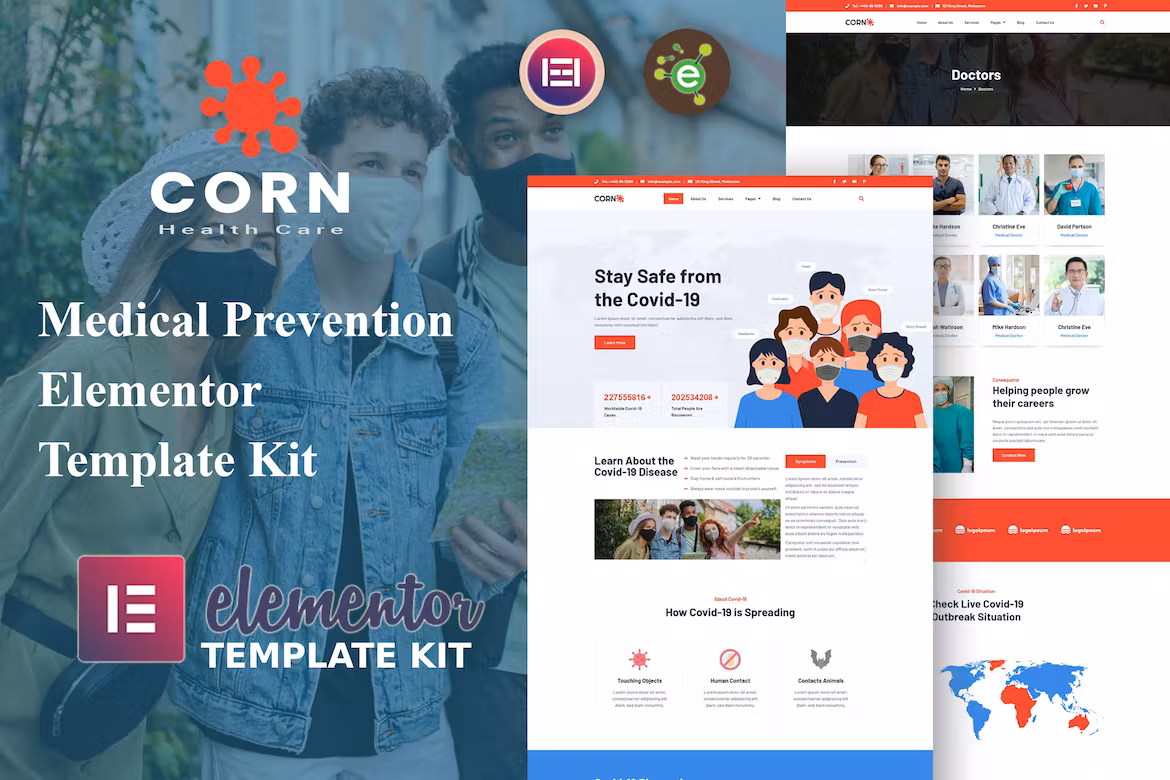 Medical Prevention Elementor Template Kit - Corn