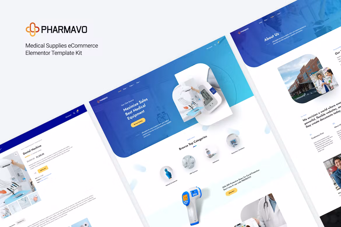 Medical Supplies eCommerce Elementor Template Kit - Pharmavo