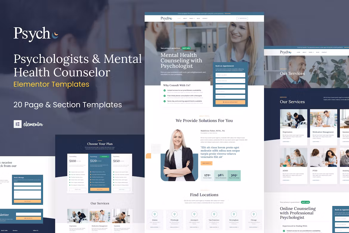 Mental Health Counselor Elementor Template Kit - Psych