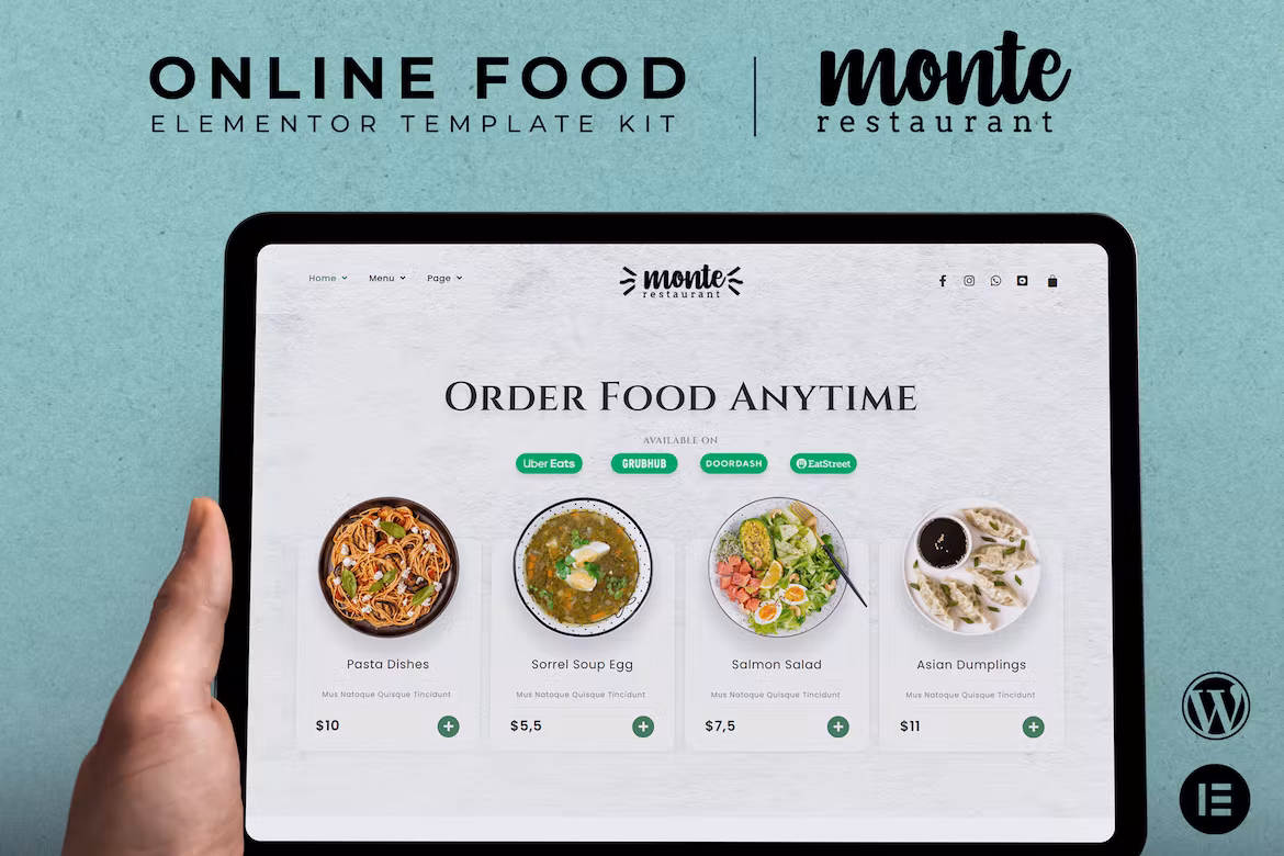 Monte - Online Food Elementor Template Kit