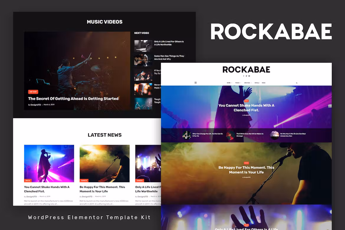 Music Blog & Magazine Elementor Template Kit - Rockabae
