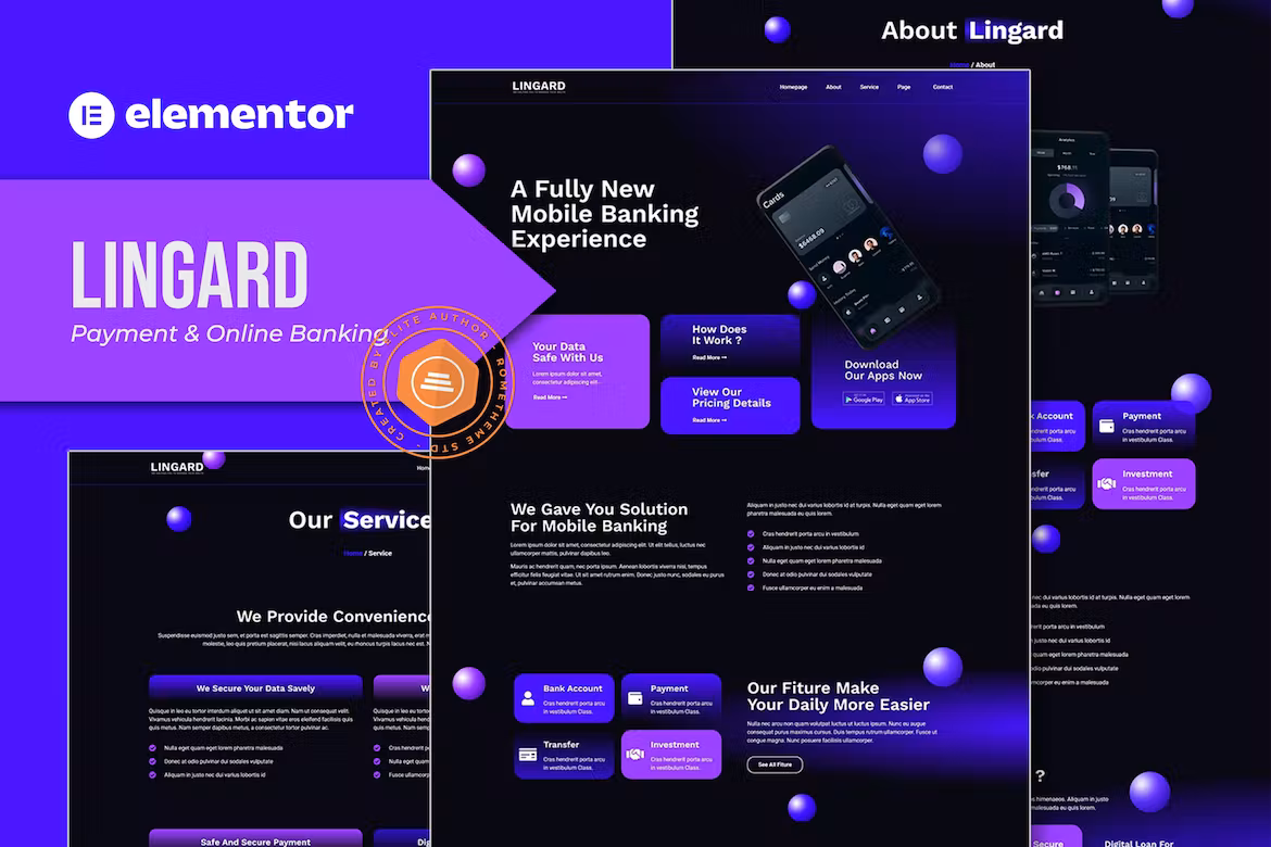 Payment & Online Banking Elementor Template Kit - Lingard