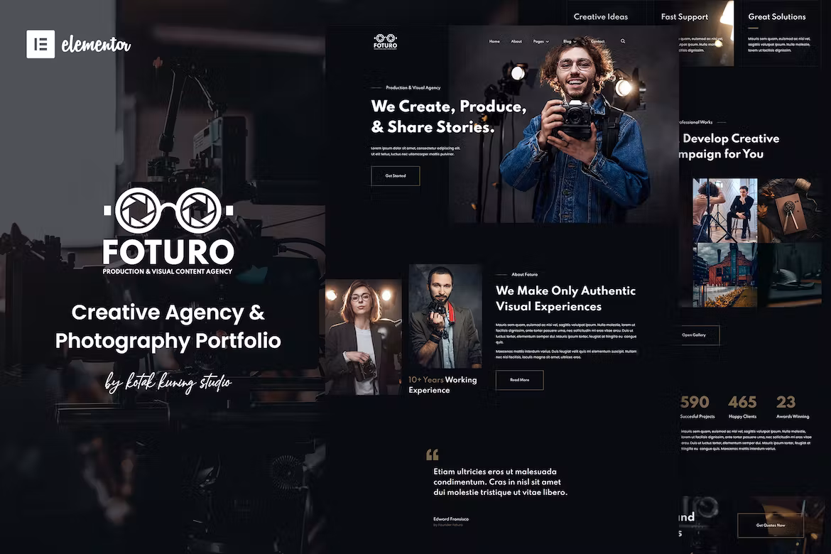 Photography Portfolio & Creative Agency Elementor Template Kit - Foturo