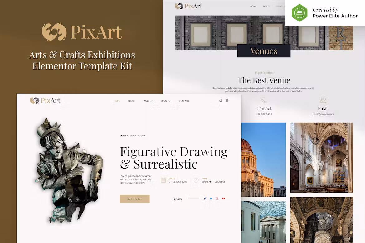 Pixart – Arts & Crafts Exhibition Elementor Template Kit