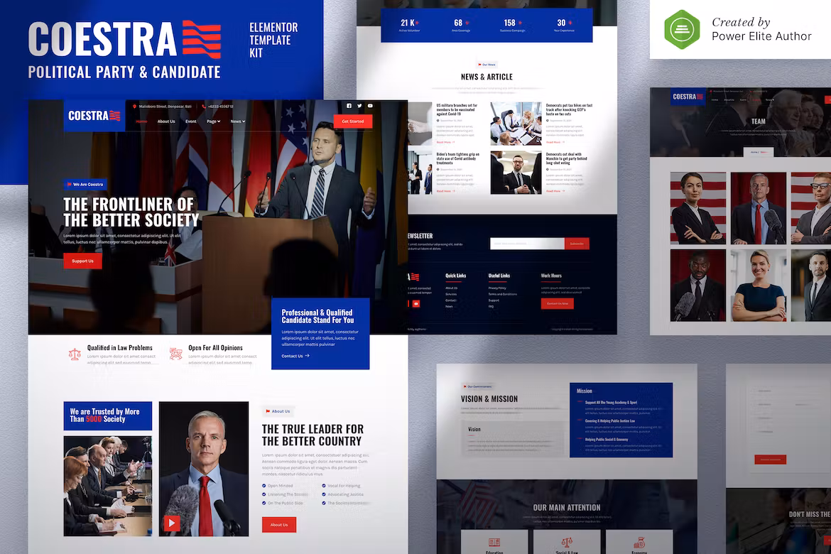 Political Party & Candidate Elementor Template Kit - Coestra