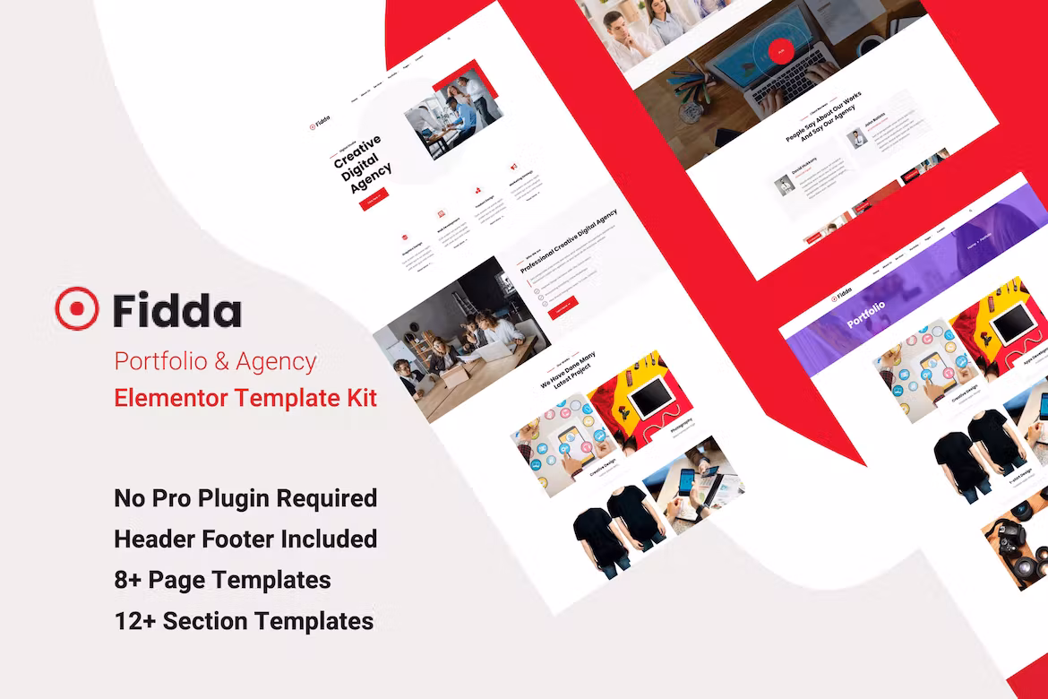 Portfolio & Agency Elementor Template Kit - Fidda