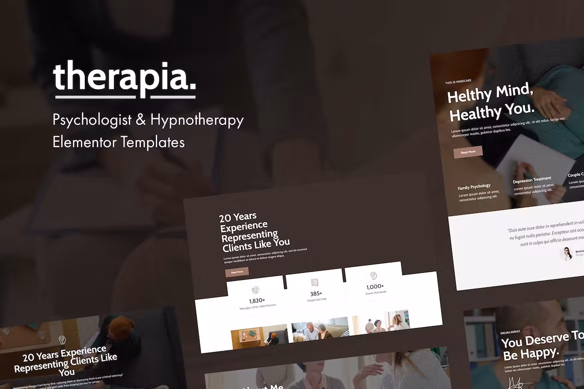 Psychologist & Hypnotherapy Elementor Templates - Therapia