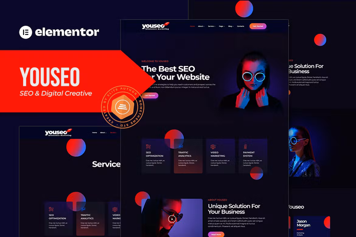SEO & Digital Creative Agency Elementor Template Kit - Youseo