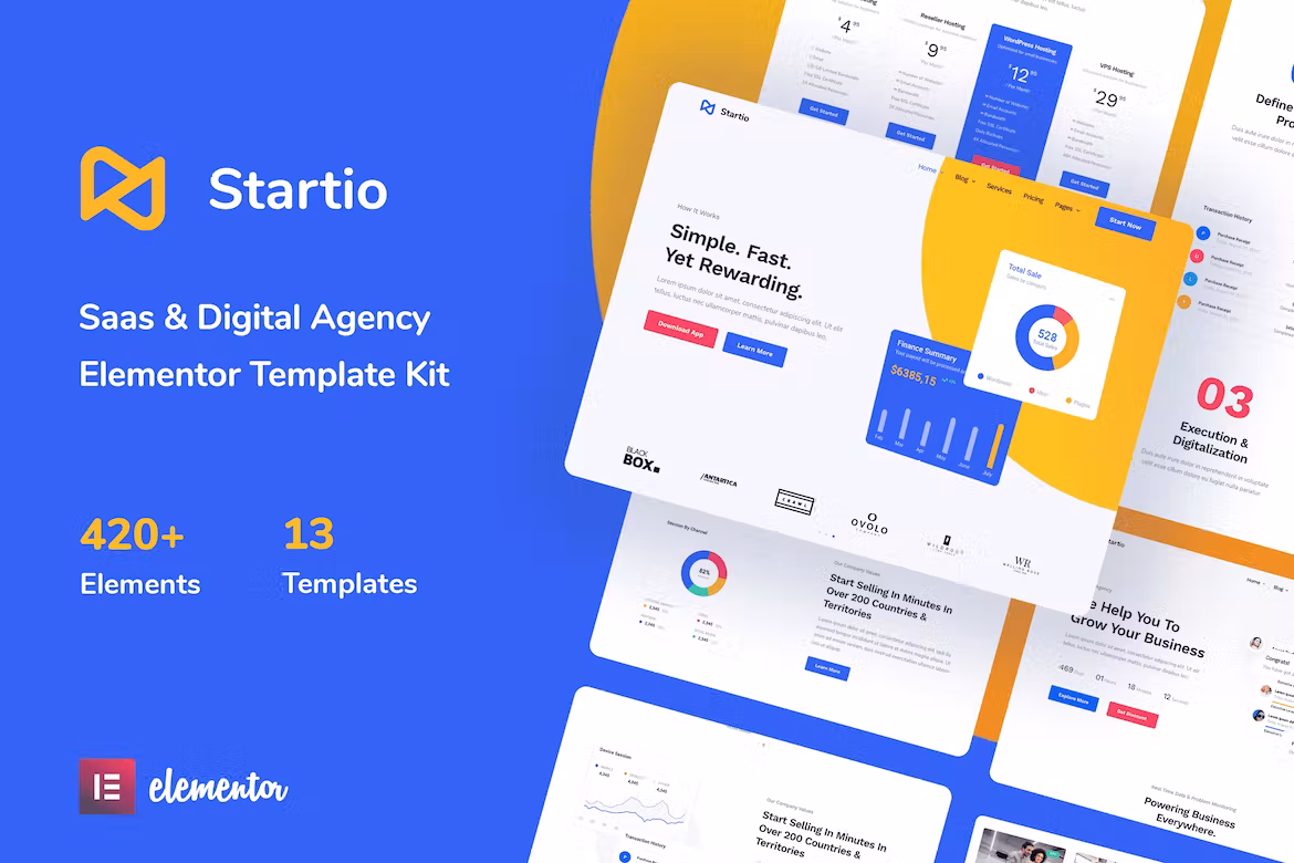 Saas & Digital Agency Elementor Template Kit - Startio