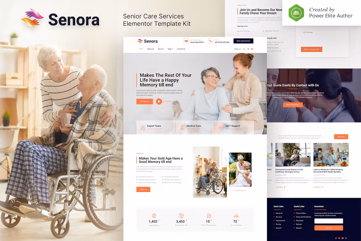 Senora – Senior Care Services Elementor Template Kit