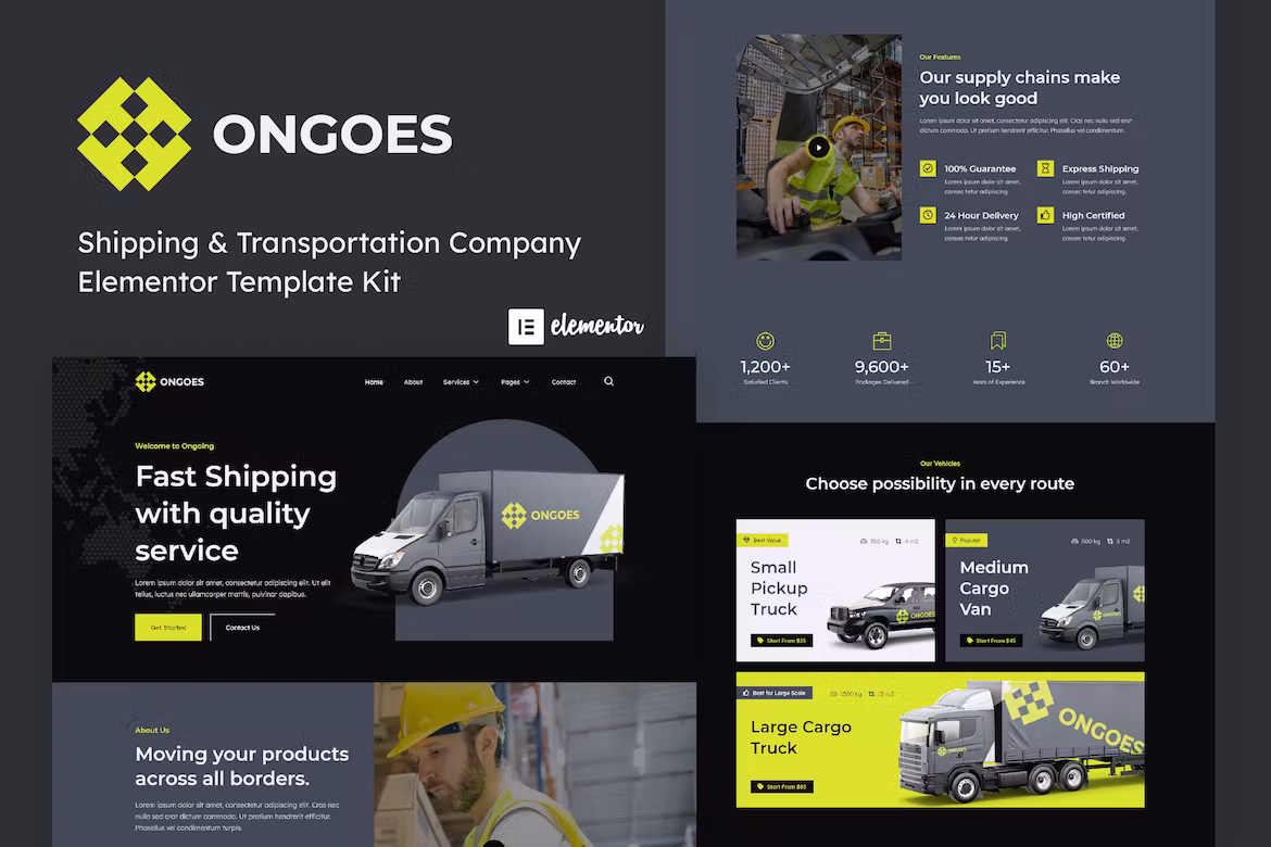 Shipping & Transport Company Elementor Template Kit - Ongoes