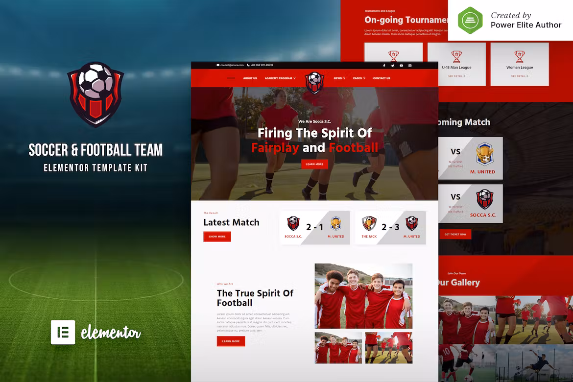 Socca – Football Team & Sports Club Elementor Template Kit