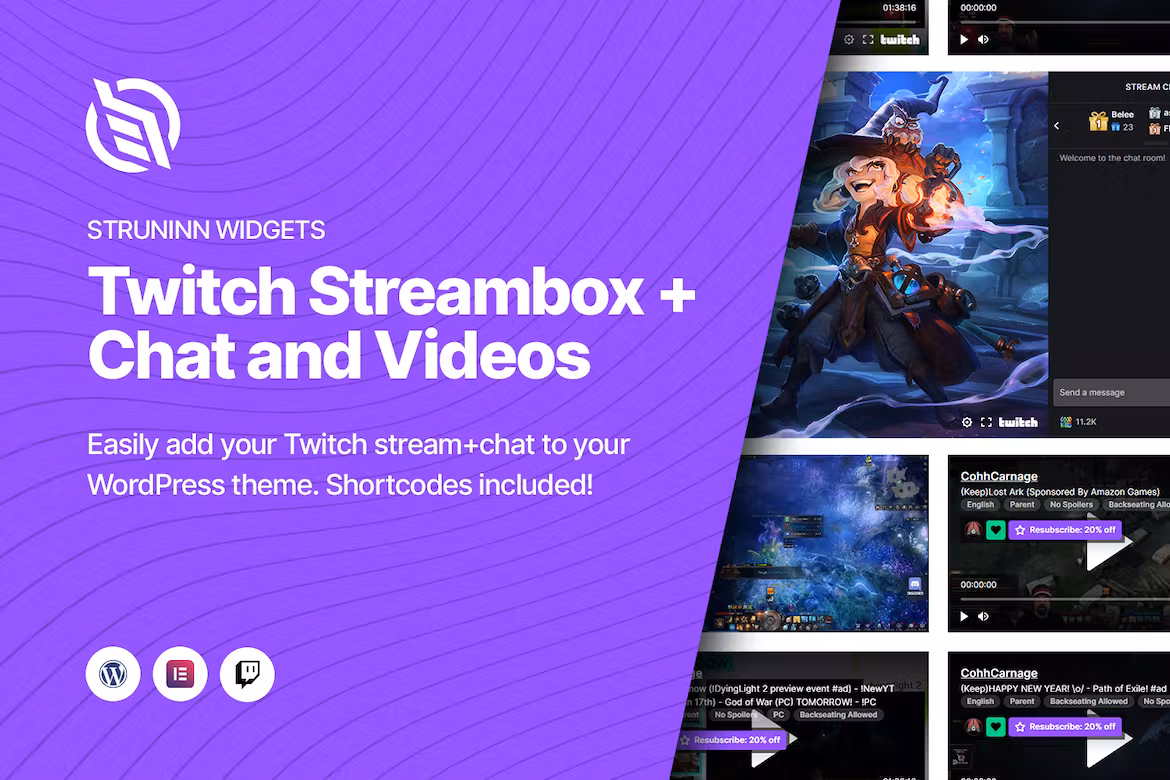 Struninn - Twitch Streambox and Chat For Elementor