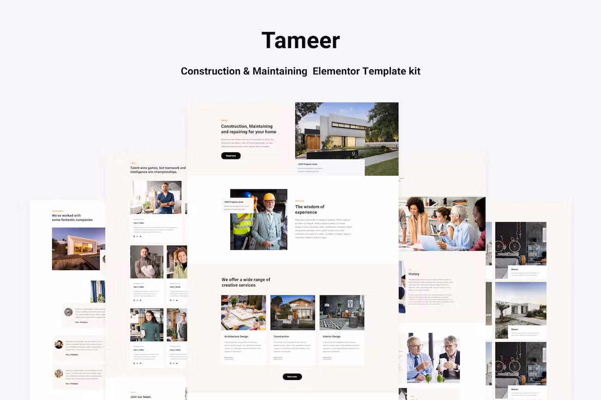 Construction & Maintenance Elementor Template kit - Tammer