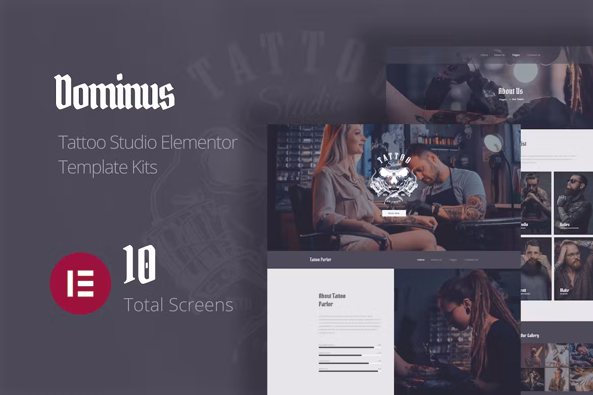 Tattoo Studio Elementor Template Kits - Dominus