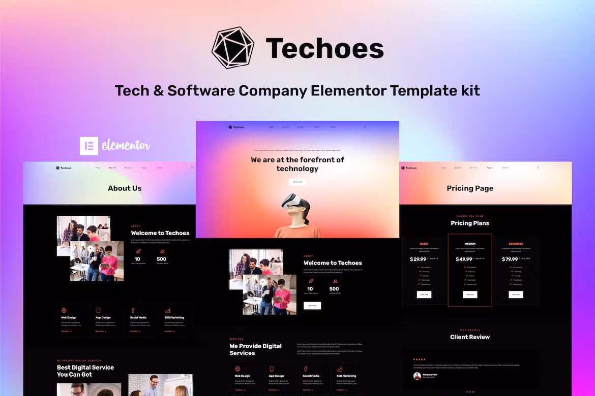 Techoes - Tech & Software Company Elementor Template kit
