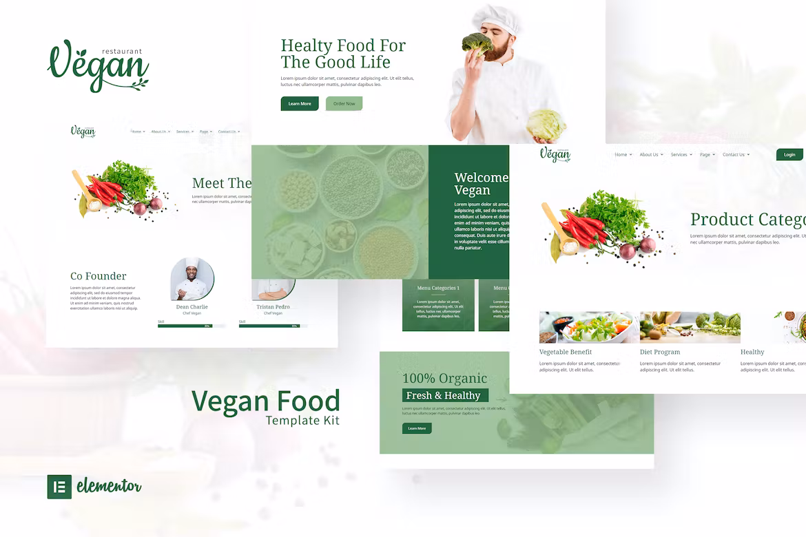 Vegan Restaurant Elementor Template Kit