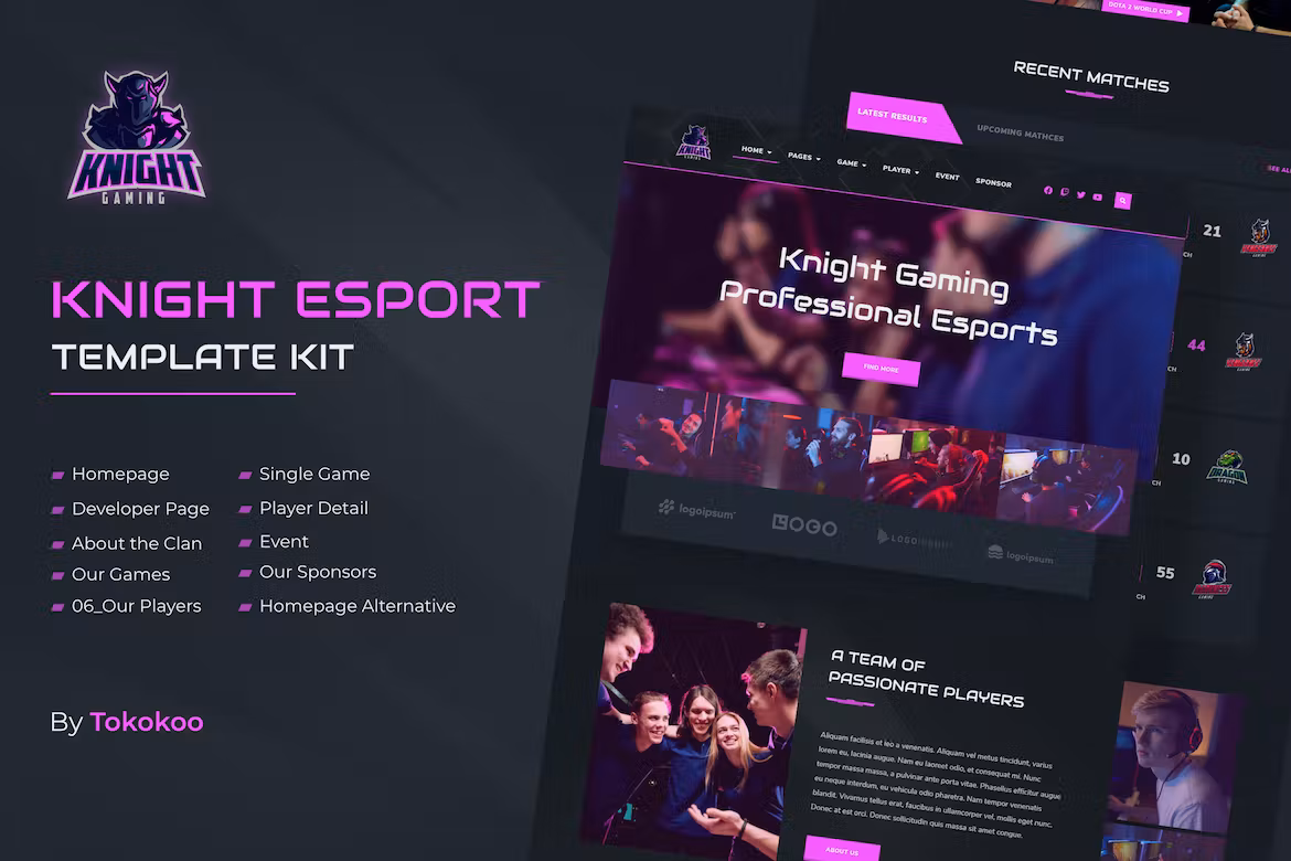 eSports & Gaming Elementor Template Kit - Knight