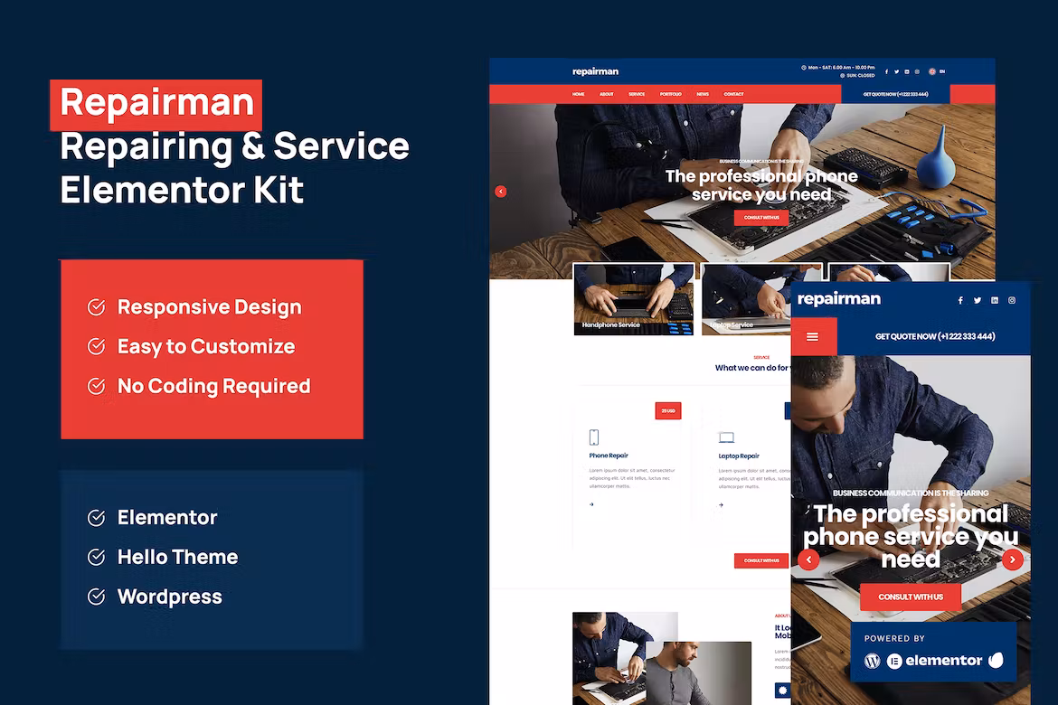 Gadget Repair & Service Elementor Template Kit - Repairman
