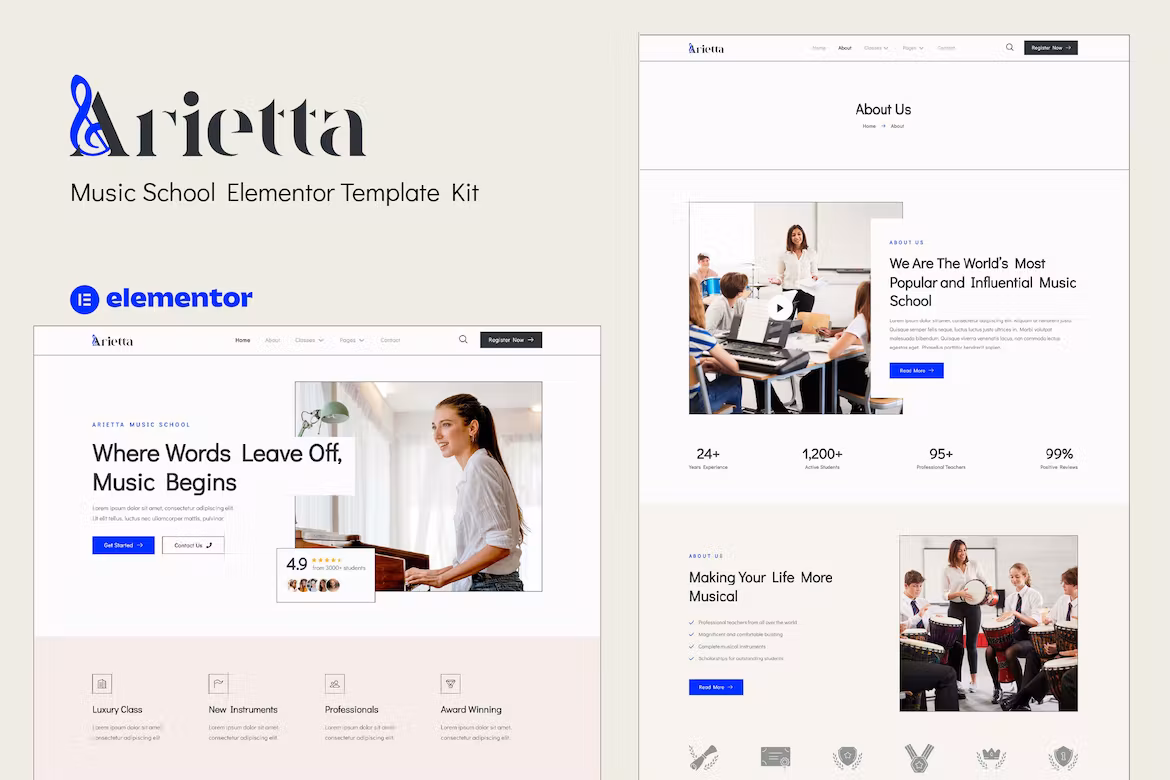 Music School Elementor Template Kit - Arietta