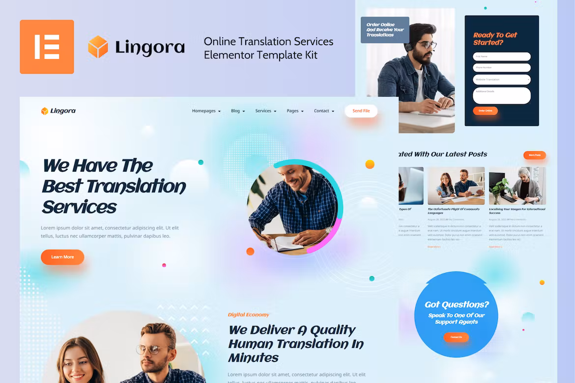 Online Translation Services Elementor Template Kit - Lingora