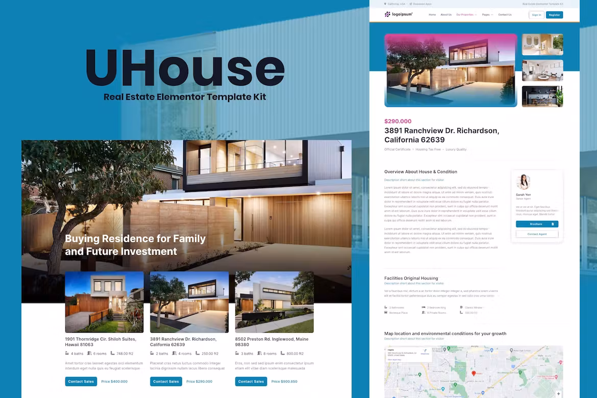 Real Estate Elementor Template Kit - UHouse