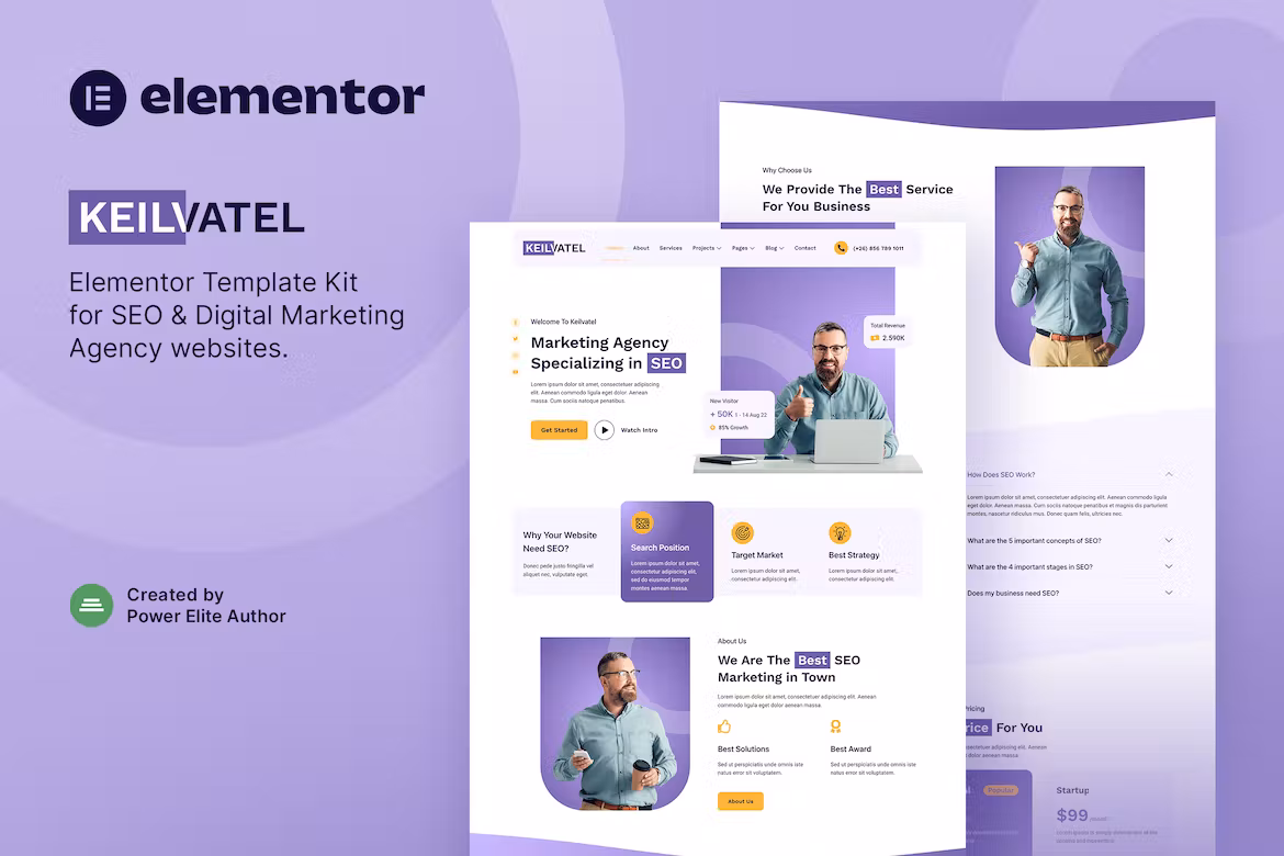 SEO & Digital Marketing Agency Elementor Template Kit - Keilvatel