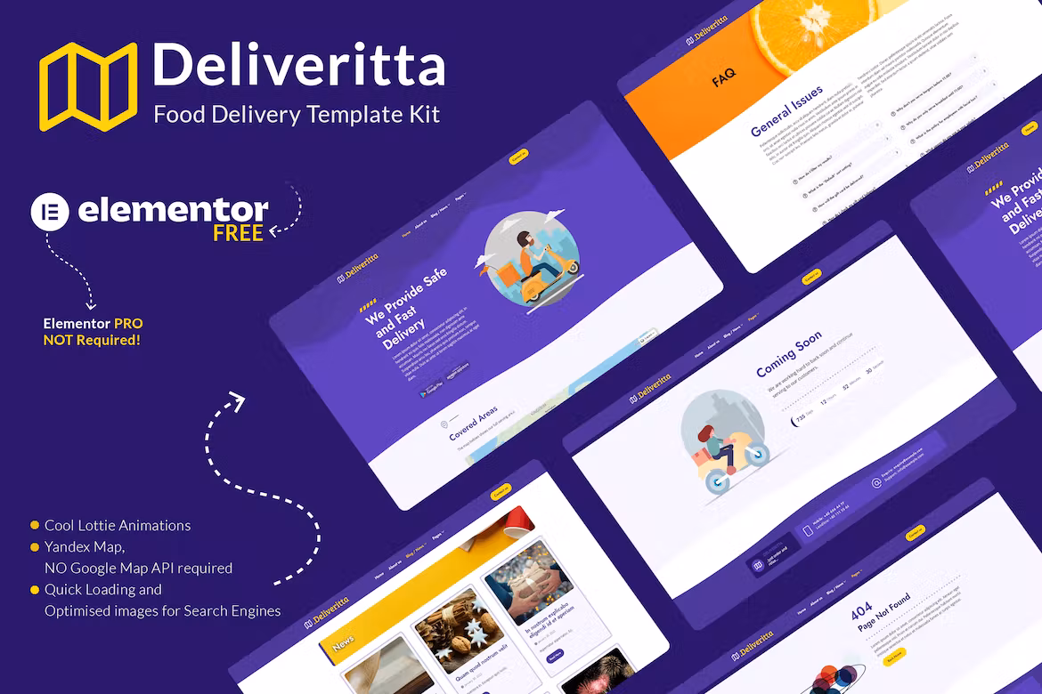 Food Delivery Elementor Template Kit - Deliveritta