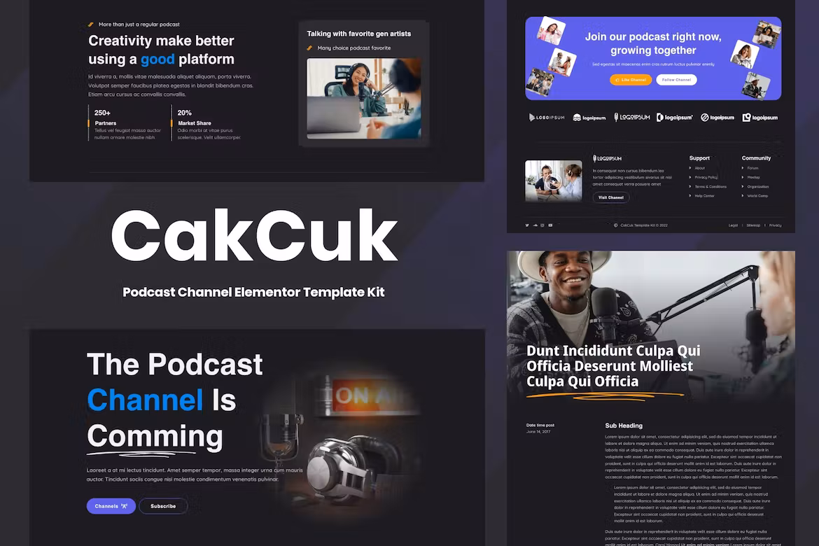 Podcast Channel Elementor Template Kit - CakCuk